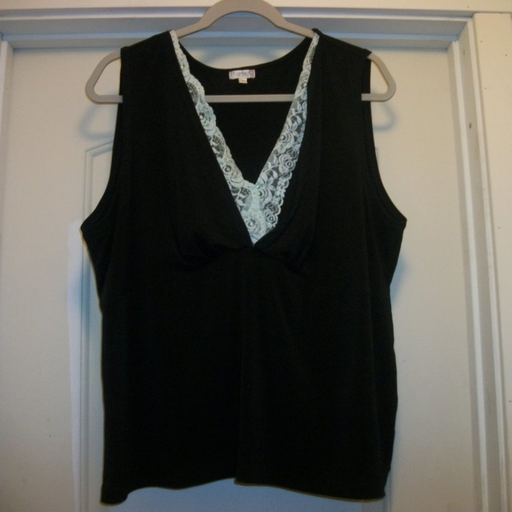 SEXY PINUP AESTHETIC CAMISOLE TOP BLACK W MINT LACE 3 X